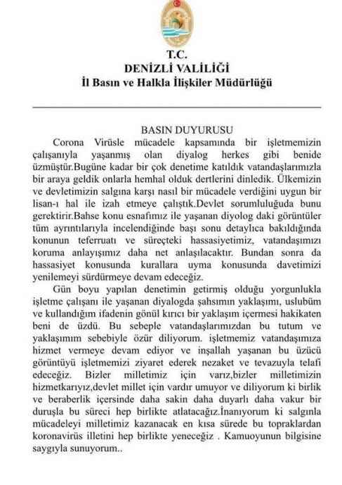 kendisiyle ilgilenmeyen dönerciyi kapatan vali