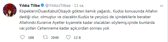 y tilbe nin köpeklerin duası kabul olsaydı tweeti