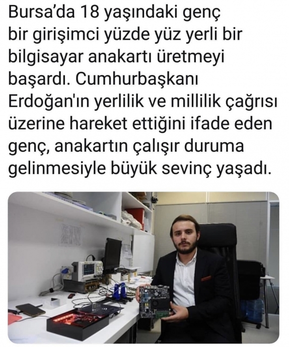 18 yaşında yerli anakart yapan genç