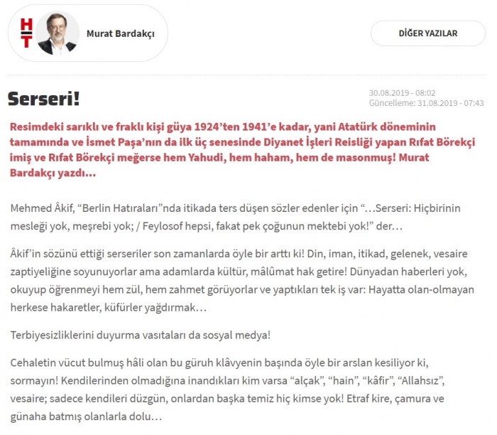 papyonlu fraklı diyanet işleri başkanı