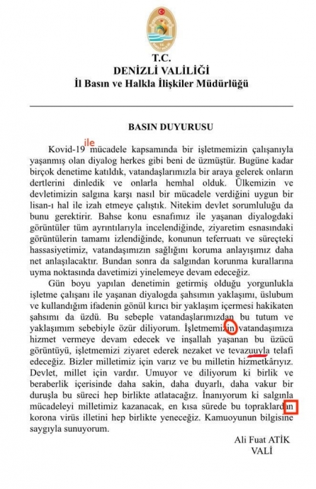 denizli valisinin türkçe ile imtihanı
