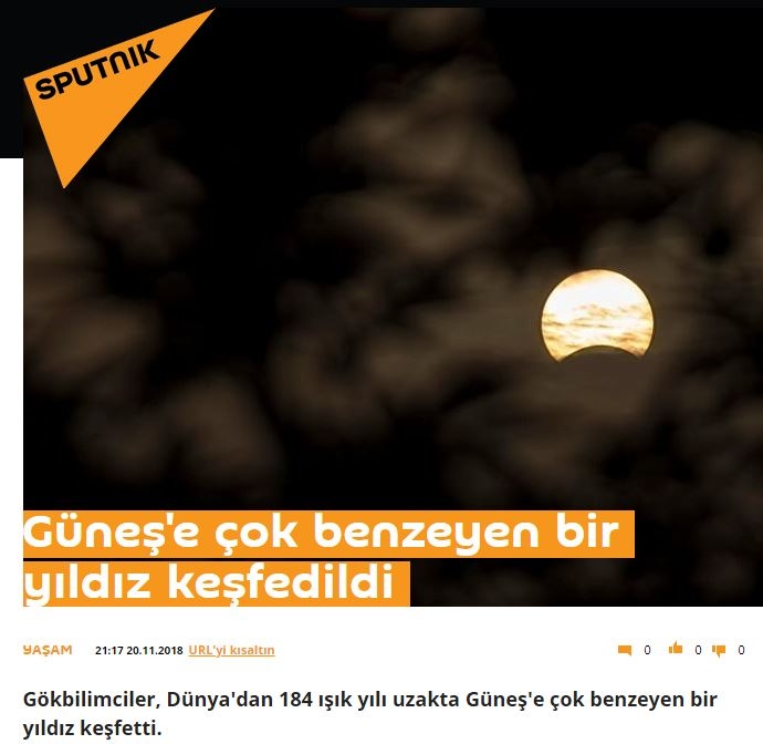 güneşe çok benzeyen bir yıldız keşfedildi