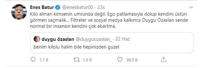duygu özaslana enes baturun verdiği tarihi ayar