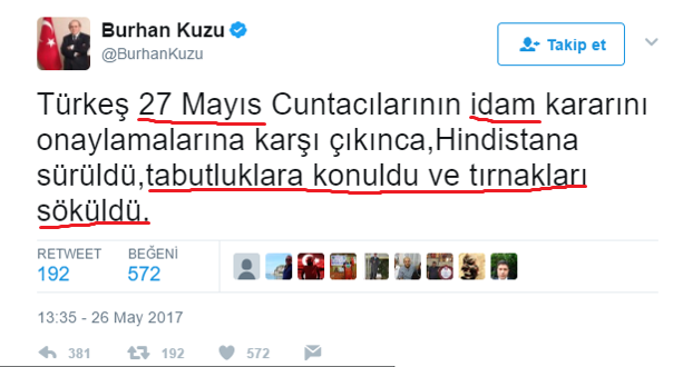 burhan kuzu nun yaptığı 27 mayıs trollüğü