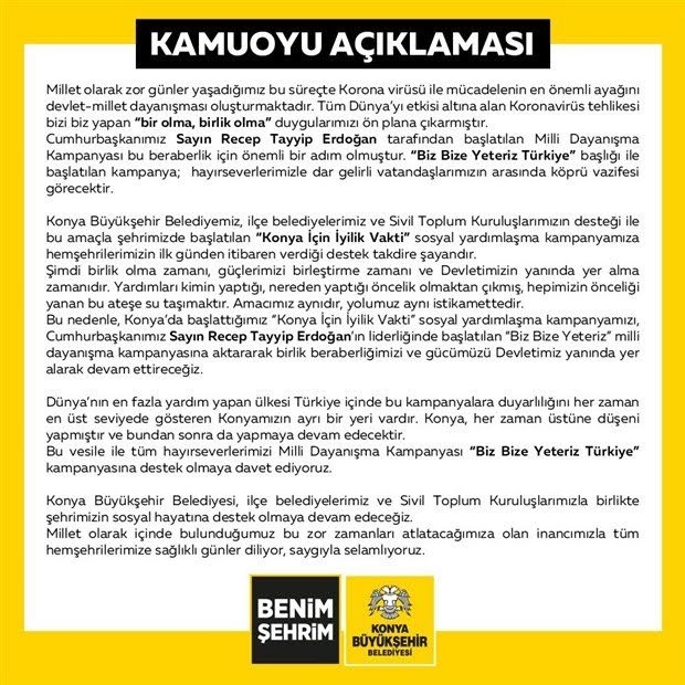 konya ve gaziantep bb lerin yardım kampanyaları
