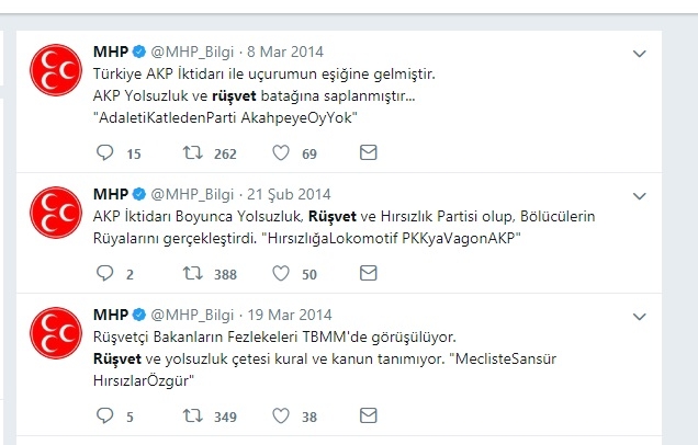 mhp resmi twitter hesabının bugün sildiği tweet