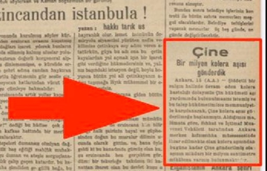 atatürk döneminde çin e yerli aşı gönderilmesi