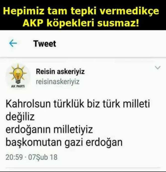 biz türk milleti değil erdoğan ın milletiyiz