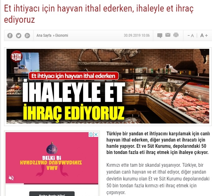 ithal ettiği etleri ihrac etmeye çalışan zihniyet