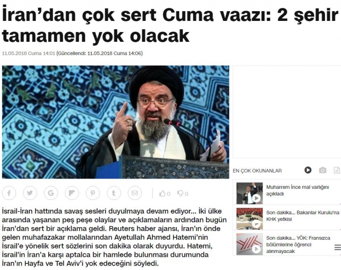 iran ın tel aviv ve hayfa yı yok ederiz açıklaması