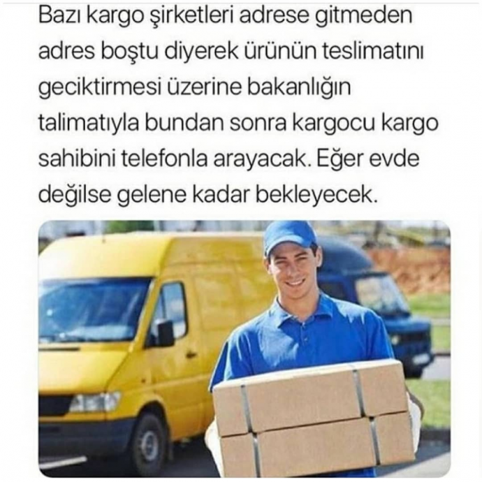 23 ekim 2018 bakanlığın kargo şirketlerine koyması