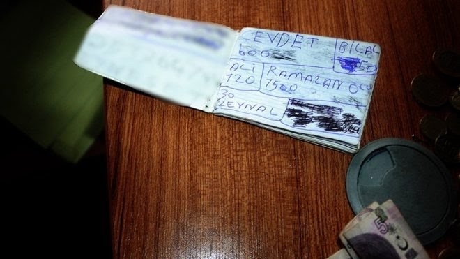 dilencinin üzerinden veresiye defteri çıkması