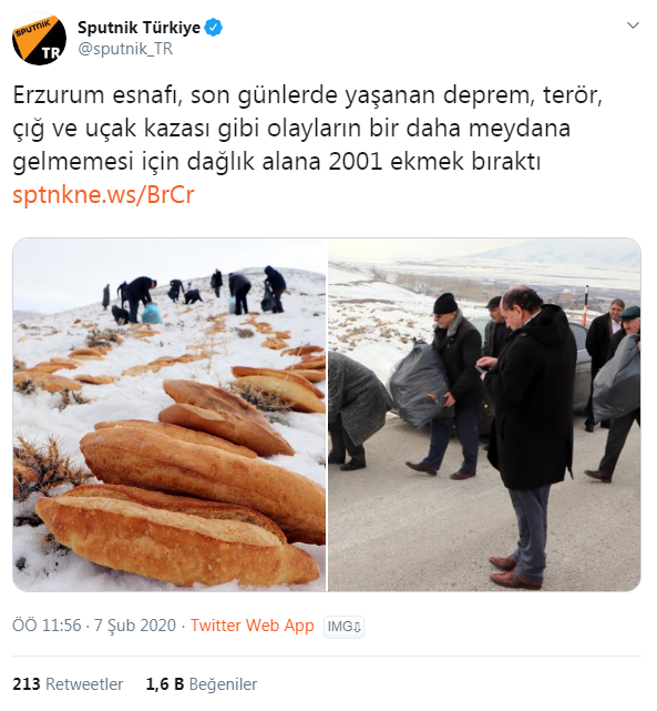 felaket yaşanmasın diye dağa 2001 ekmek bırakmak