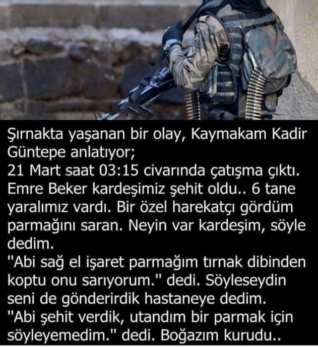 parmağı koptuğu için utanan özel harekat polisi