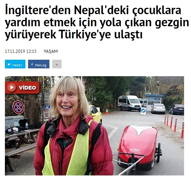 ingiltere den nepal e yürüyerek giden kadın