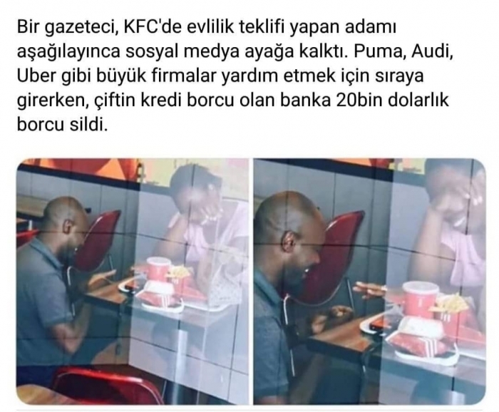 kfcde evlilik teklif eden adamı aşağılayangazeteci