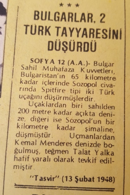 bulgaristan ın 2 türk uçağını düşürmesi
