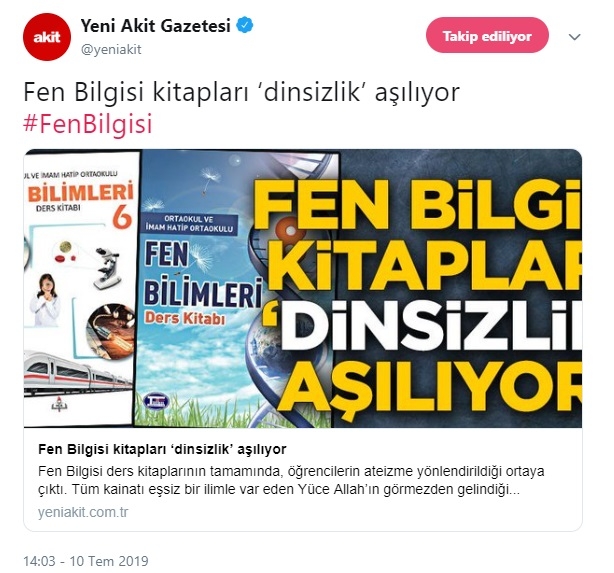 fen bilgisi kitapları dinsizlik aşılıyor