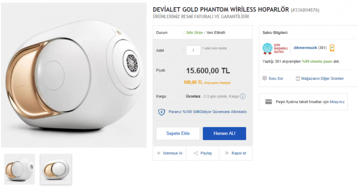 15600 liralık wiriless hoparlör