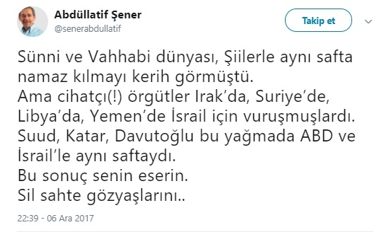 abdüllatif şener den ahmet davutoğlu ağır sözler
