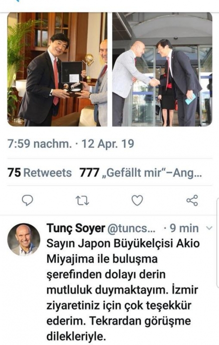 tunç soyer in japonca tweet atması
