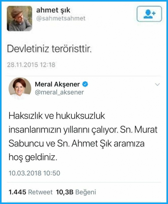 meral akşener in ahmet şık a sahip çıkması