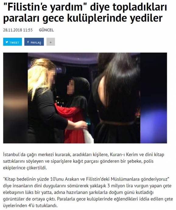 filistin e yardım için toplanan parayı yiyen çete