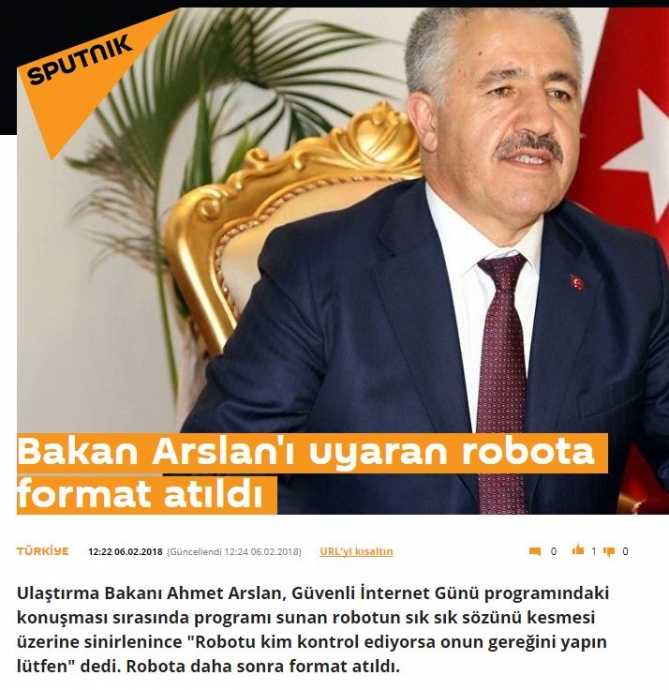 bakanın sözünü kesen robota format atılması