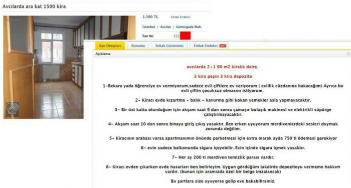 sahibindendeki ab kriterleri istenen kiralık daire
