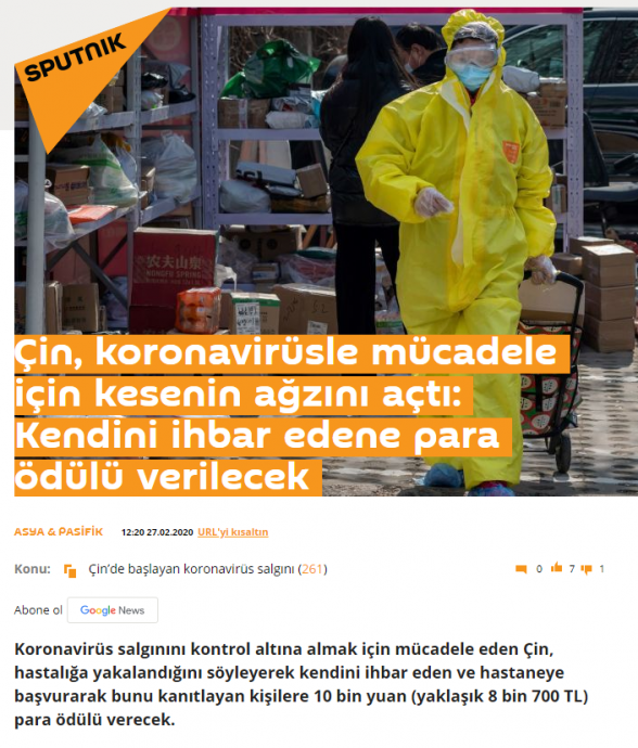 kendini ihbar eden korona virüslüye para verilecek