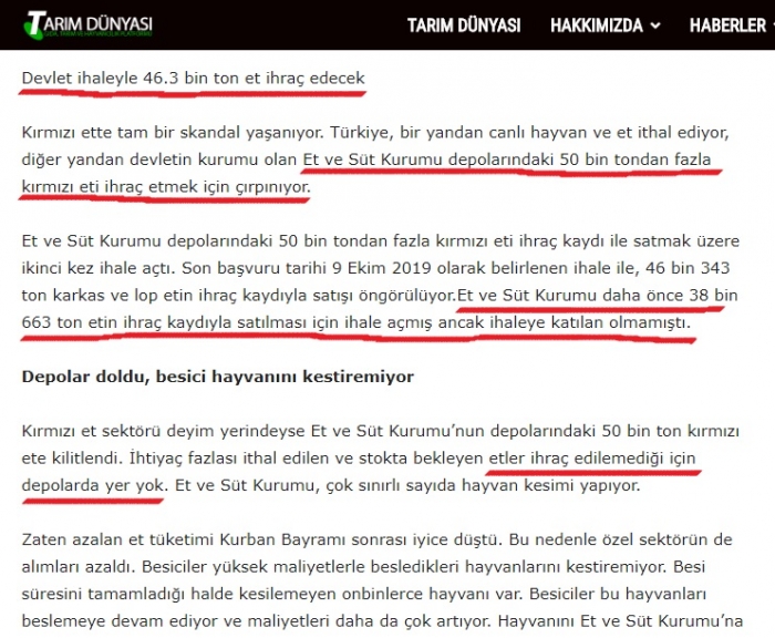 ithal ettiği etleri ihrac etmeye çalışan zihniyet