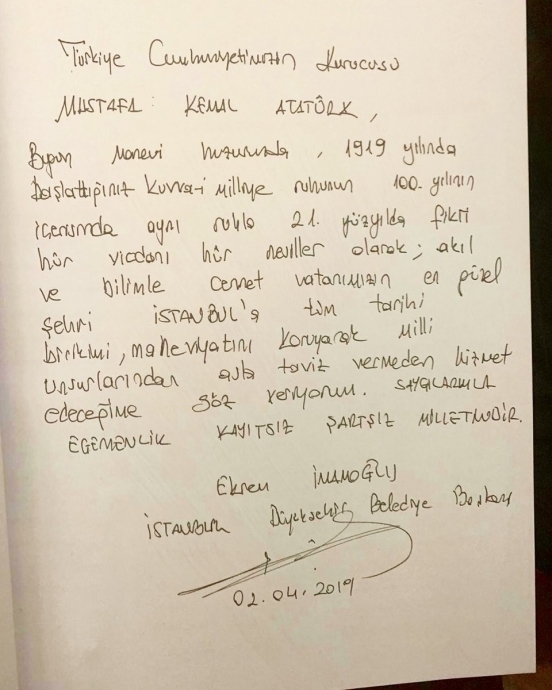 imamoğlu yazdı diye anıtkabir defterini geri almak