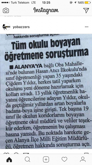 tüm okulu boyayan öğretmene soruştuma açılması