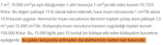 atmosferin bize uyguladığı basınç