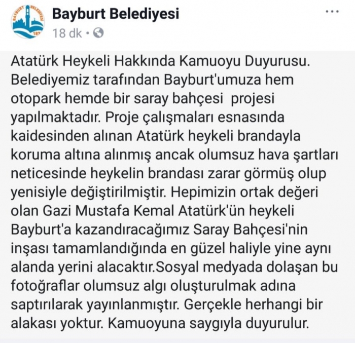 bayburt ta atatürk heykelinin çöplüğe atılması