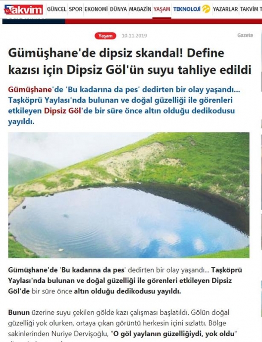 define var diye gölü kurutup kazı yapmak