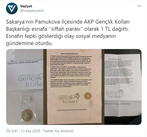 akp nin esnafa 1 tl siftah parası dağıtması