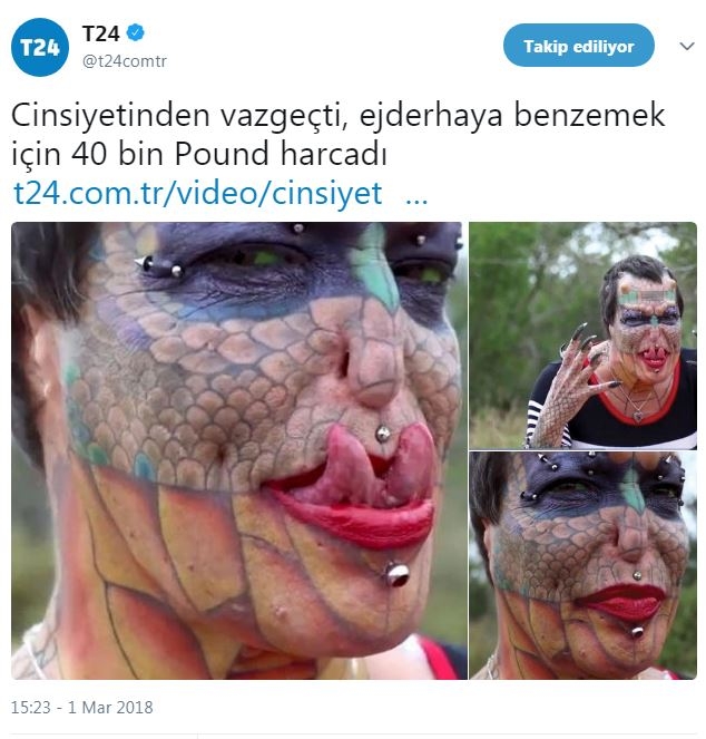 ejderhaya benzemek için 40 bin pound harcayan adam