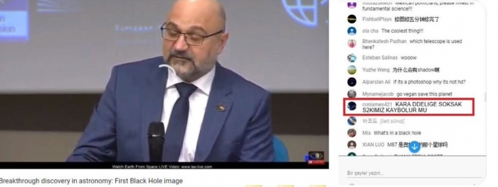 kara delik canlı yayınına yorum atan türk