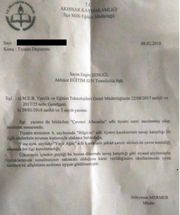 akhisar milli eğitim müdürlüğü tiyatro kararı