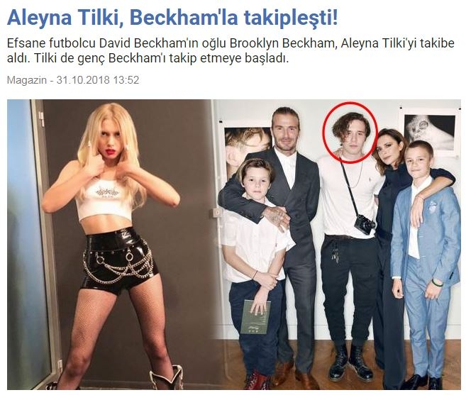 brooklyn beckham ın aleyna tilki yi takibe alması