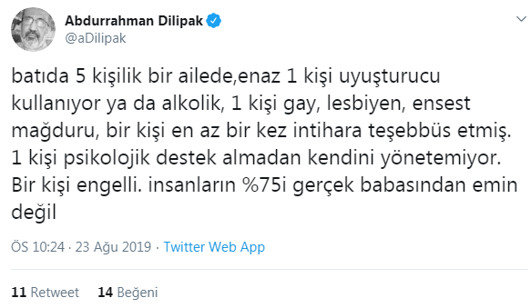batıda insanların yüzde 75 i babasından emin değil