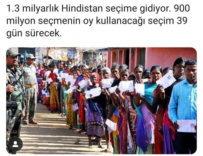 39 gün sürecek hindistan seçimleri
