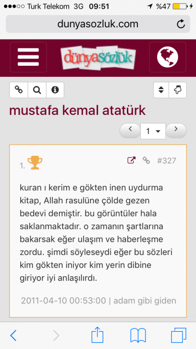 dünya sözlük te atatürk e gırla hakaret edilmesi