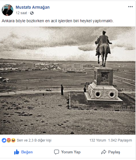 ankara bozkır iken en acil iş heykel yaptırmaktı