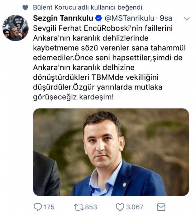 chp nin pkk lı vekile desteği