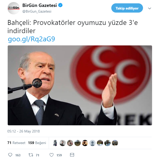 provokatörler oyumuzu yüzde 3 e indirdiler
