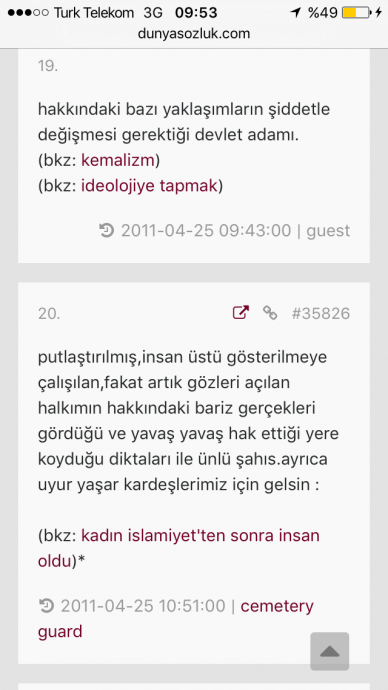 dünya sözlük te atatürk e gırla hakaret edilmesi