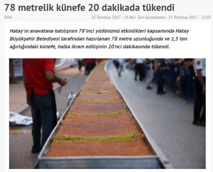 78 metrelik künefe