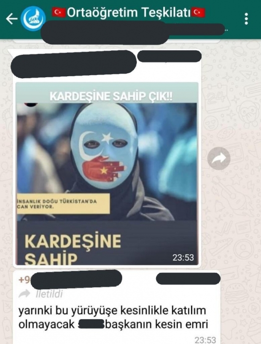 doğu türkistan yürüyüşüne katılımı yasaklayan ocak